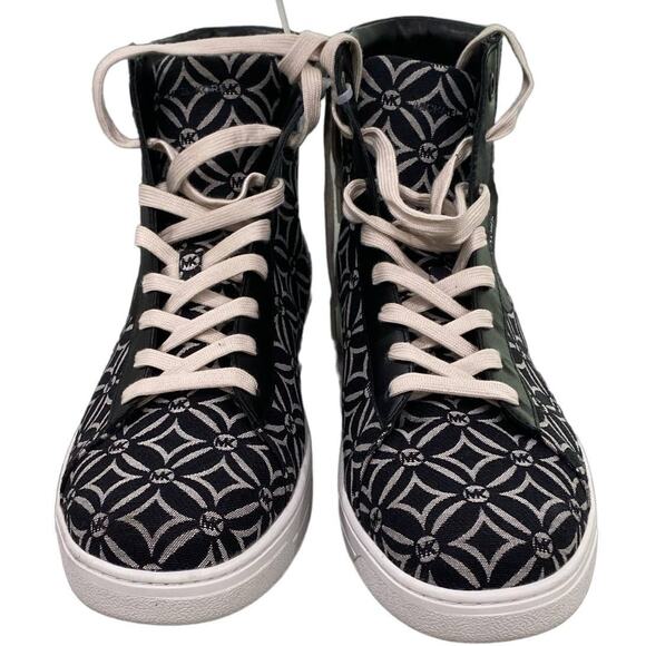 MICHAEL KORS Men's Keating Diamond Print High-Top Sneaker Black/Cream 9.5 - Picture 4 of 8